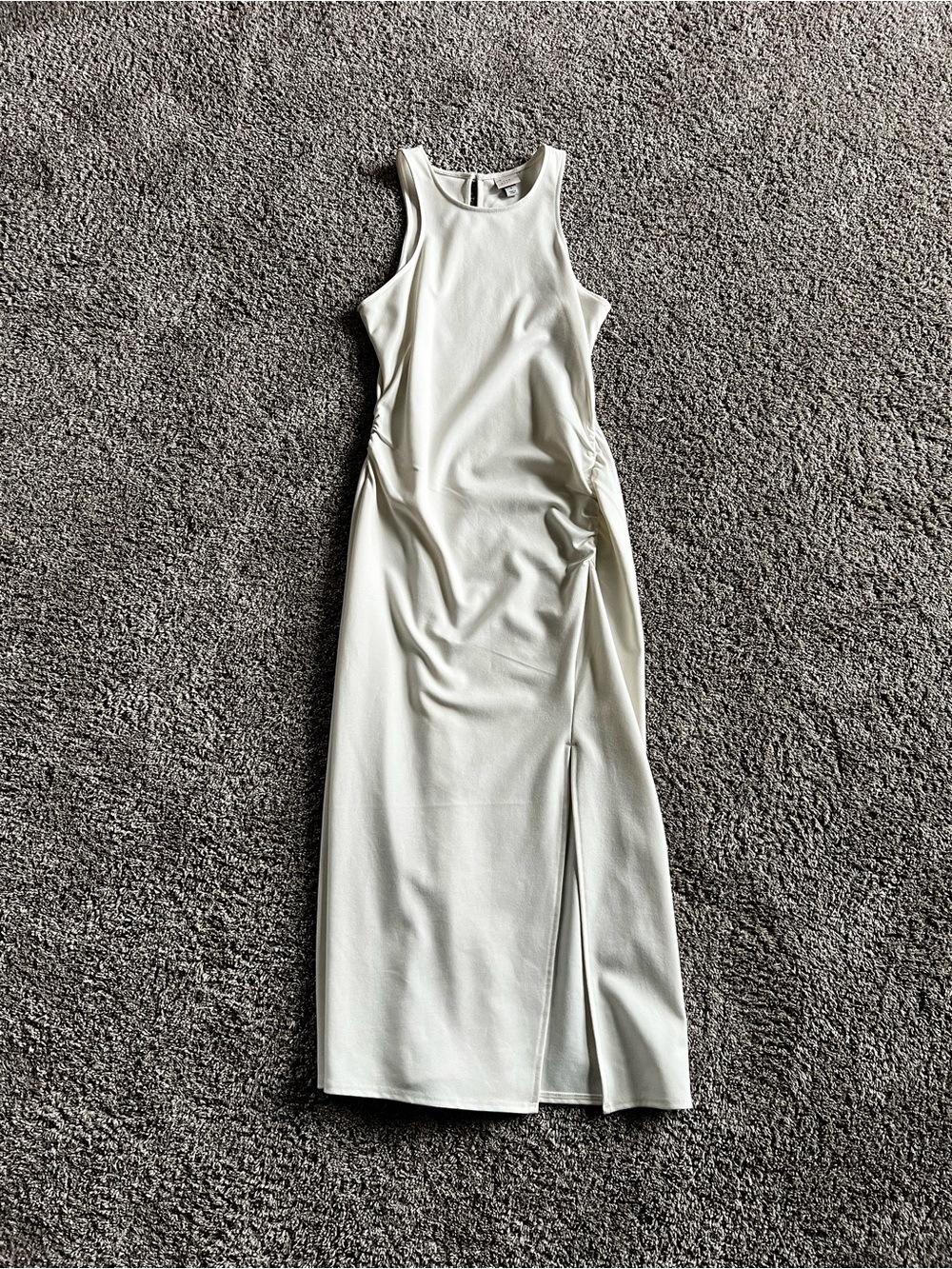 Sleeveless White Maxi Dress with Side Slit